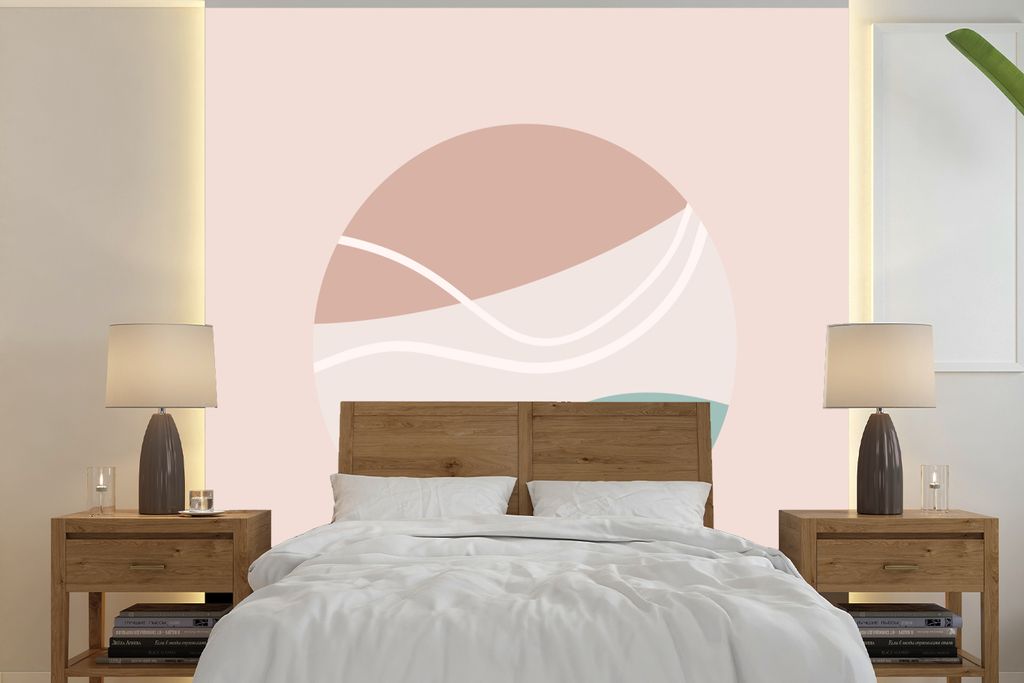 MuchoWow Fototapete für Wohnzimmer oder Schlafzimmer Wandtapete Vinyl Motivtapete Sommer - Tennisball - Pastell - 300x300 cm - Wanddekoration