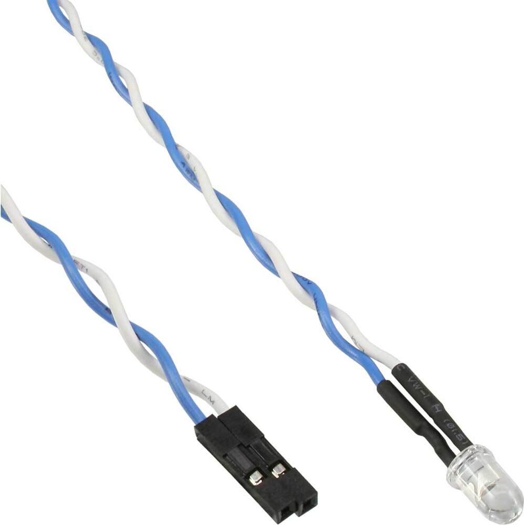 InLine HDD-LED / Power-LED für Mainboard-Anschluss, blau, 5mm, 0,8m