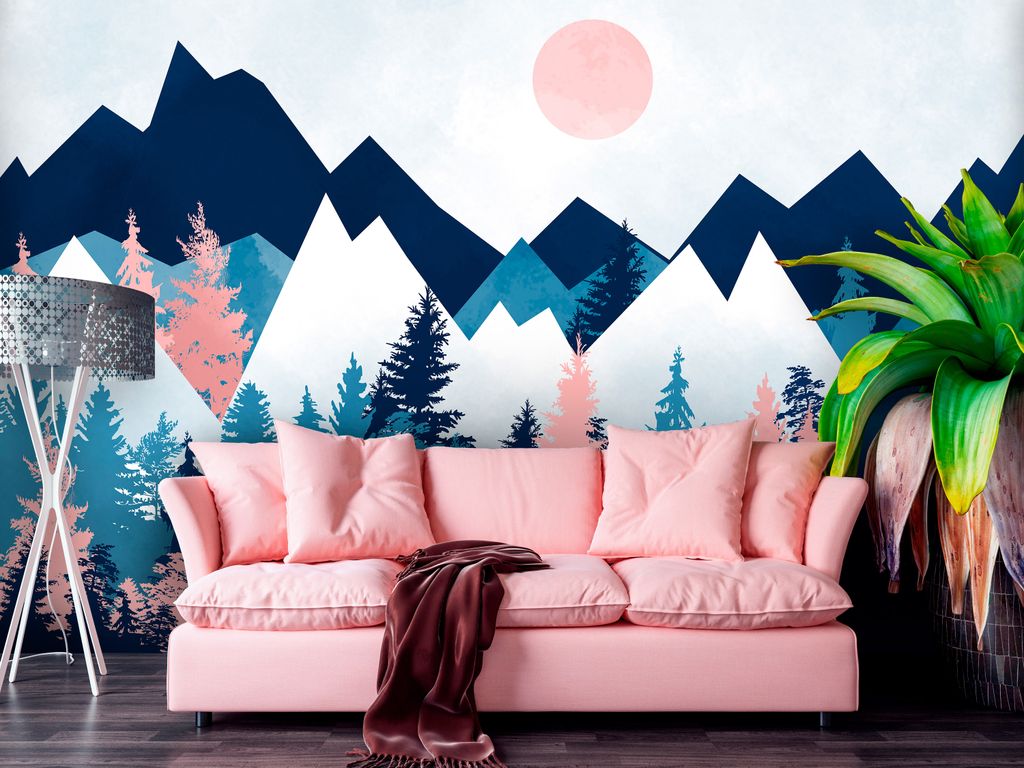 Vlies Fototapete Landschaft 400x280 cm Tapeten Wandtapete XXL Abstrakt Gebirge Berge c-C-10065-a-a