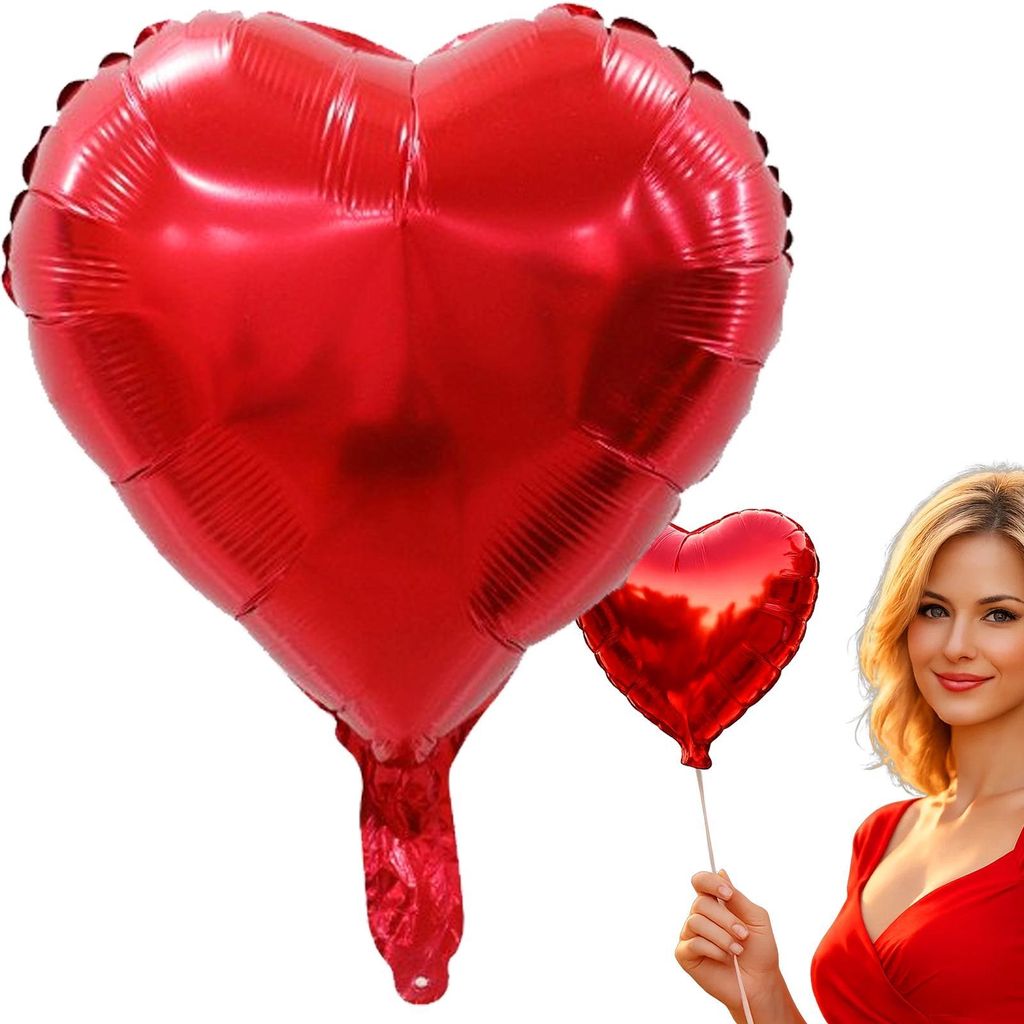 Roter Folienballon in Herzform, mit Helium befüllt, für Valentinstag, Verlobung, Hochzeit