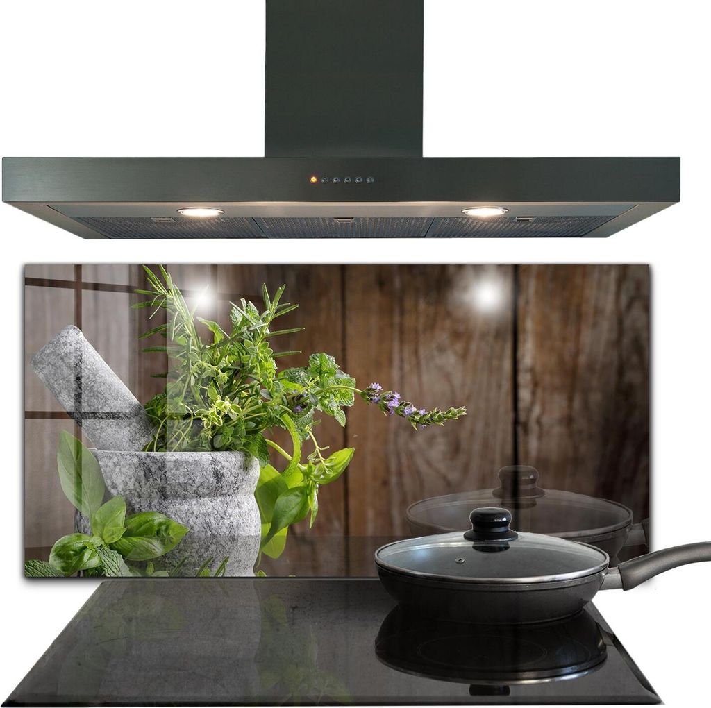 Spritzschutz aus Glas Küchenrückwand - Wandschutz für Herd und Spüle - 140x70 cm - Steinmörser Gewürze