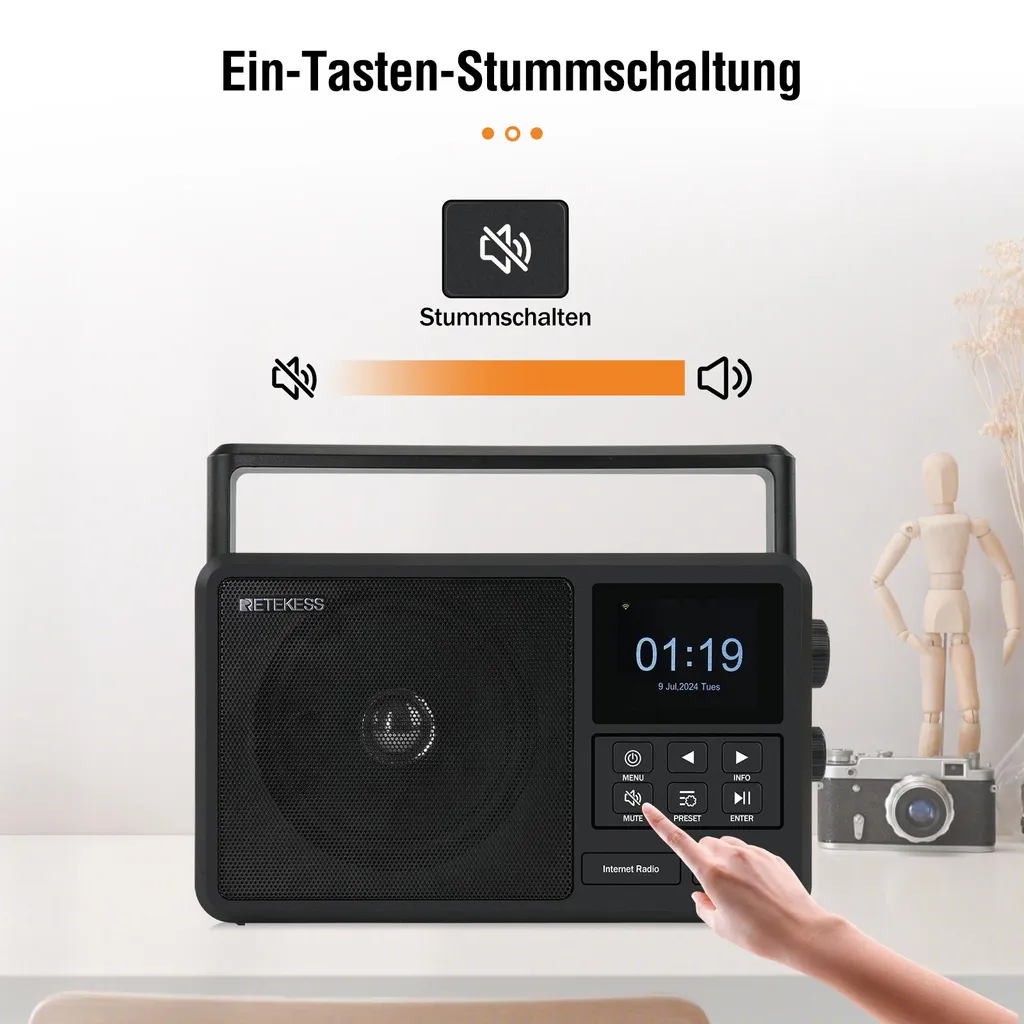 Radio Internet DAB+ Retekess TR640 sans grésillements avec télécommande - 8
