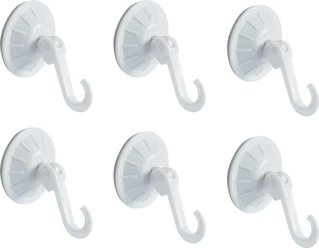 Spirella Handtuchhaken Haken Saugnapf Bad und Küche Handtuchhalter Kleiderhaken Ohne Bohren Ø5,5 cm – weiß – 6 Stück