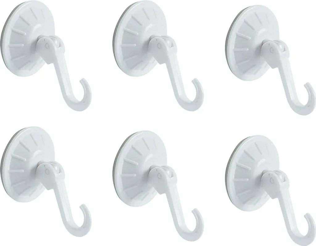 Spirella gancio per asciugamani gancio a ventosa per bagno e cucina porta asciugamani appendiabiti senza foratura Ø5,5 cm - bianco - 6 pezzi