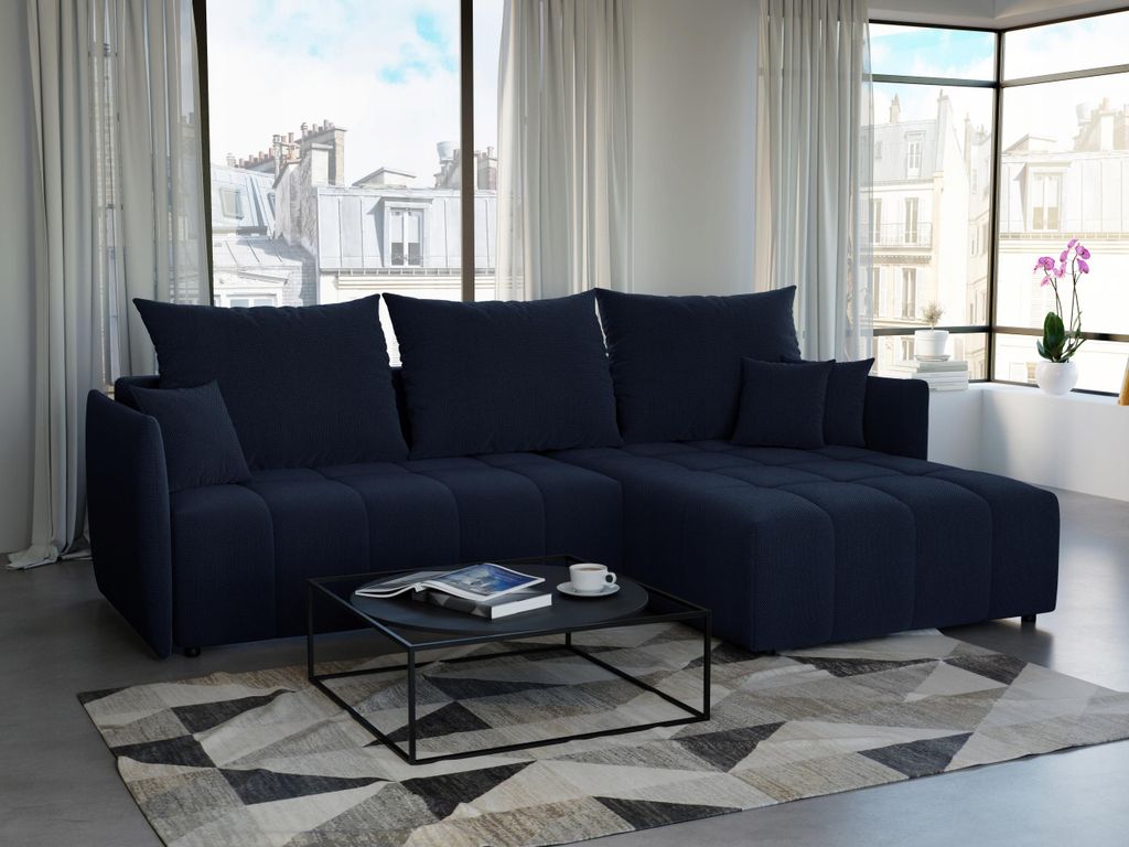 LetSit Ecksofa Pola L Curio Universal Freistehendes Loungesofa Bequemes Ecksofa Schmutzabweisend Bettzeuglagerung Für Wohnzimmer Marine