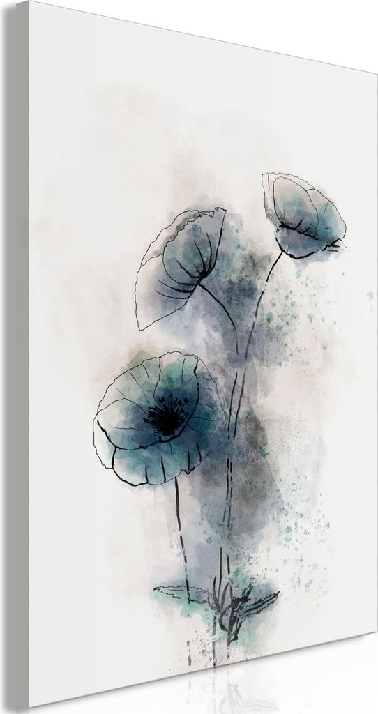 Italienischer Leinwand Leinwandbild - Blue Poppies (1 Part) Vertical 40x60 cm Blumen b-A-0753-b-a