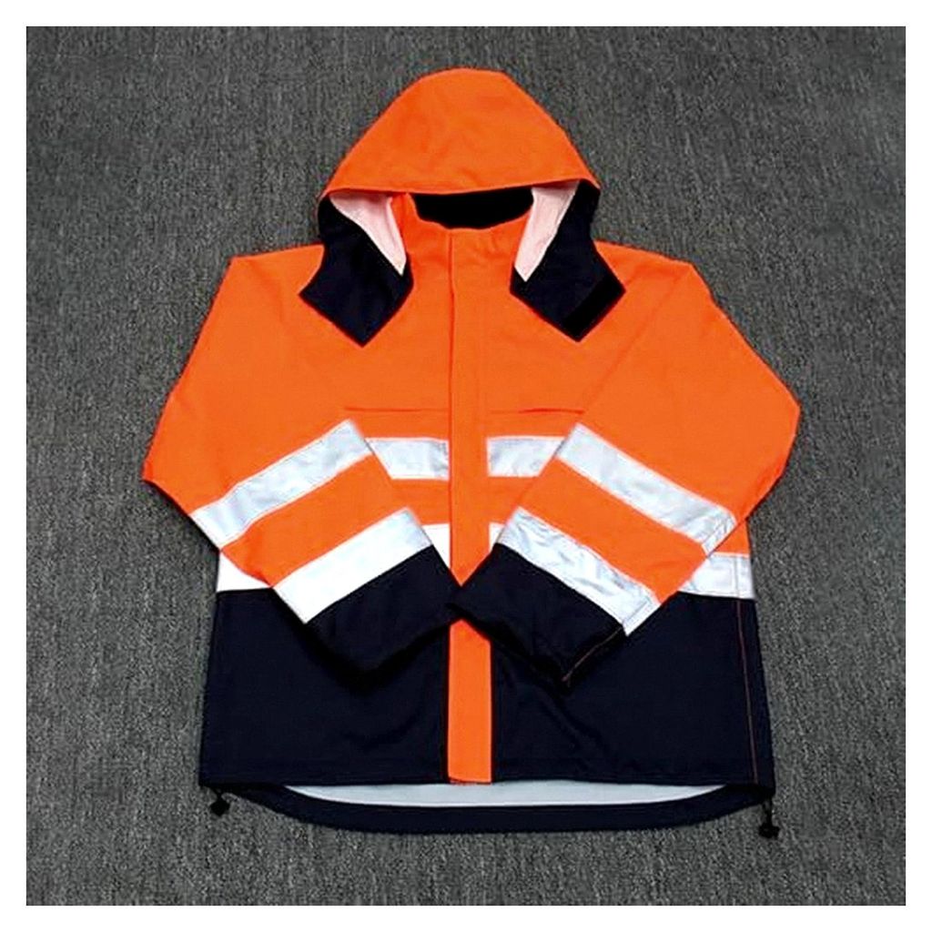 Warnschutzjacke für Herren mit Kontrast, wasserdicht und winddicht, mit Kapuze und reflektierenden Elementen