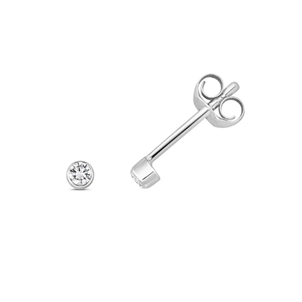 Boucles d'Oreilles Diamant 0.07ct et Or Blanc 375 Qualité H-I1