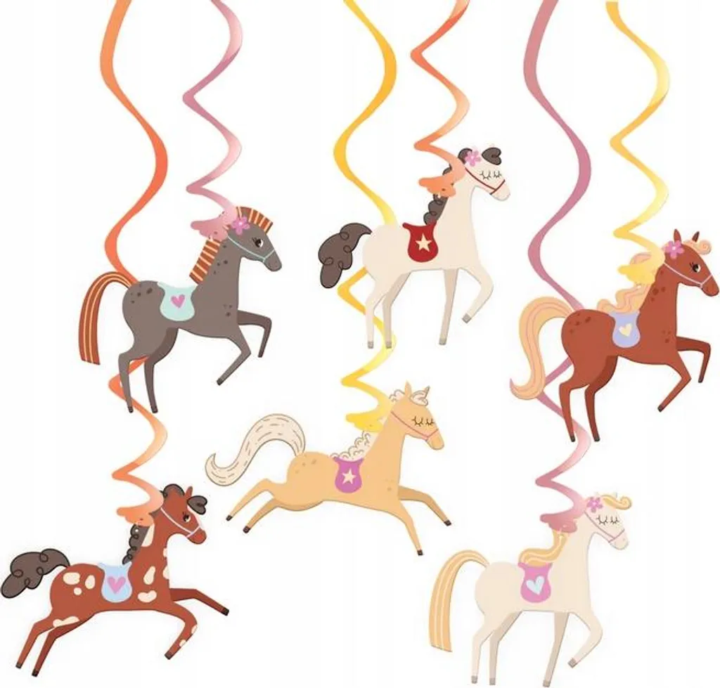 Spirali Decorative Cavalli Compleanno Tema Pony 90cm 6 Pezzi | Festa