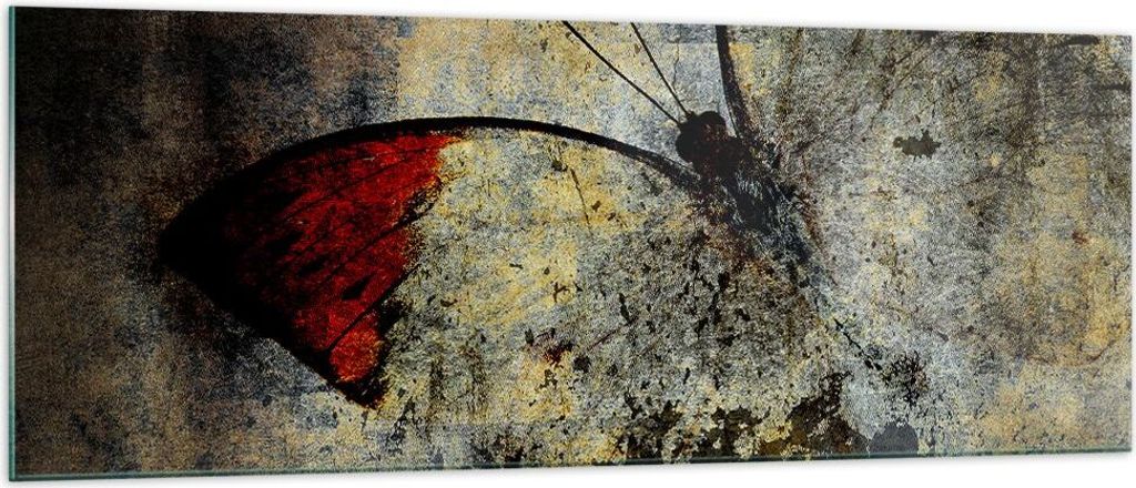 Bilder auf glas - Schmetterling Abstraktion - 140x50cm - Glasbilder - Wandbilder - Kunstdruck - zum Aufhängen bereit - Wanddekoration aus Glas - G...