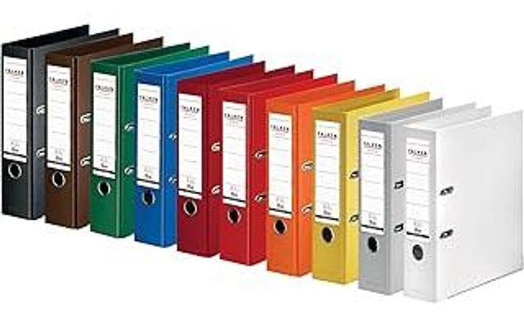 Original Falken 10er Pack Chromocolor Premium-Ordner. Germany. Kunststoffbezug außen und innen 8 cm breit DIN A4 farbig sortiert Ringordner Akten...