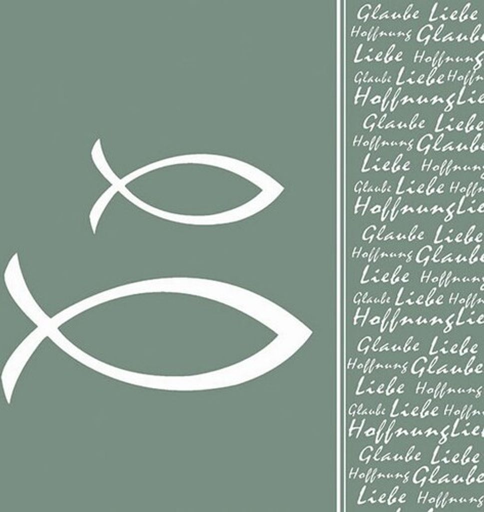 20 Servietten Glaube Fisch pale green - Fisch an Schrift Produktbild 
