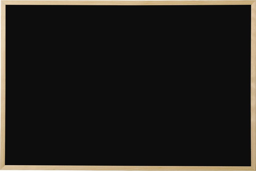 A black chalkboard with a natural wood frame.