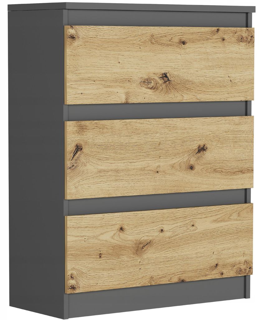 Komoda 70 cm 3 zásuvky skříňka FRAMIRE R-3 antracit mix Obrázek produktu 