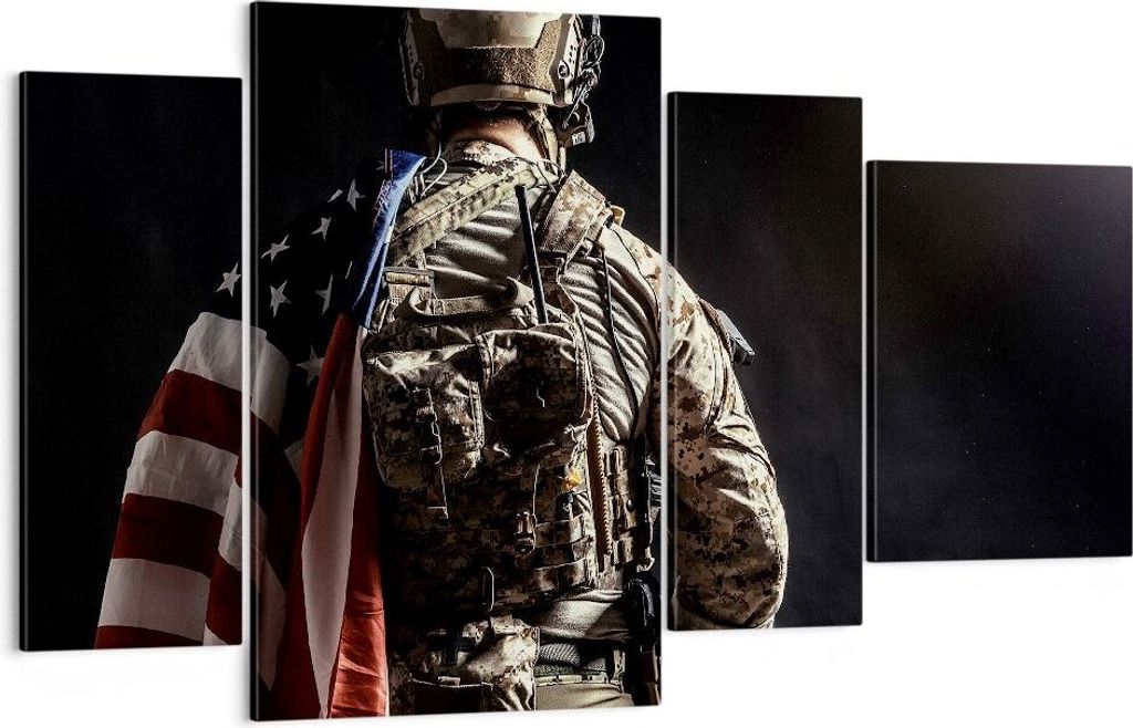 Bild auf Leinwand - Leinwandbild - Soldat Armee - 120x70cm - Wand Bild - Wanddeko - Wandbilder - Leinwanddruck - Bilder - Kunstdruck - Wanddekorati...