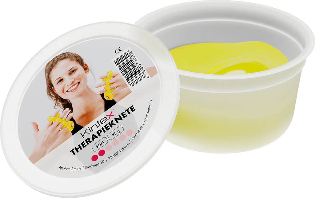 Kintex Therapieknete, 85 gramm, Handtraining, Rehabilitation, verschiedene Stärken Gelb | Leicht
