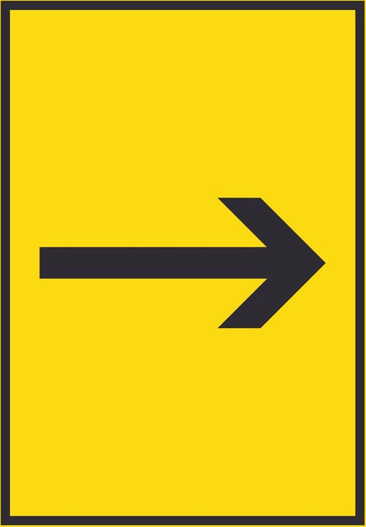 Richtungspfeil rechts Schild hochkant schwarz gelb Pfeil A4 (210x297mm)