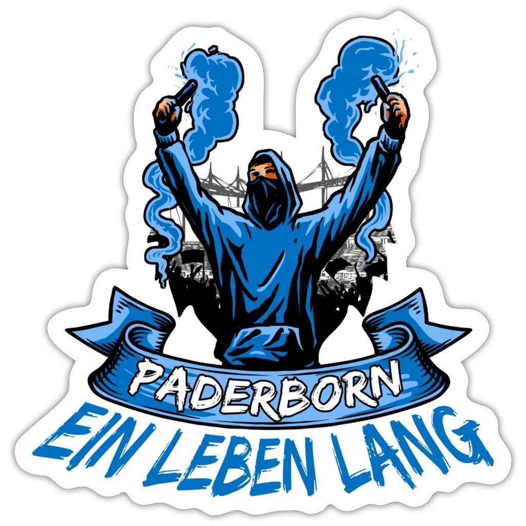 Spreadshirt Paderborn Ein Leben Lang Fußball Fan Sticker Aufkleber, 10 x 10 cm, Mattweiß