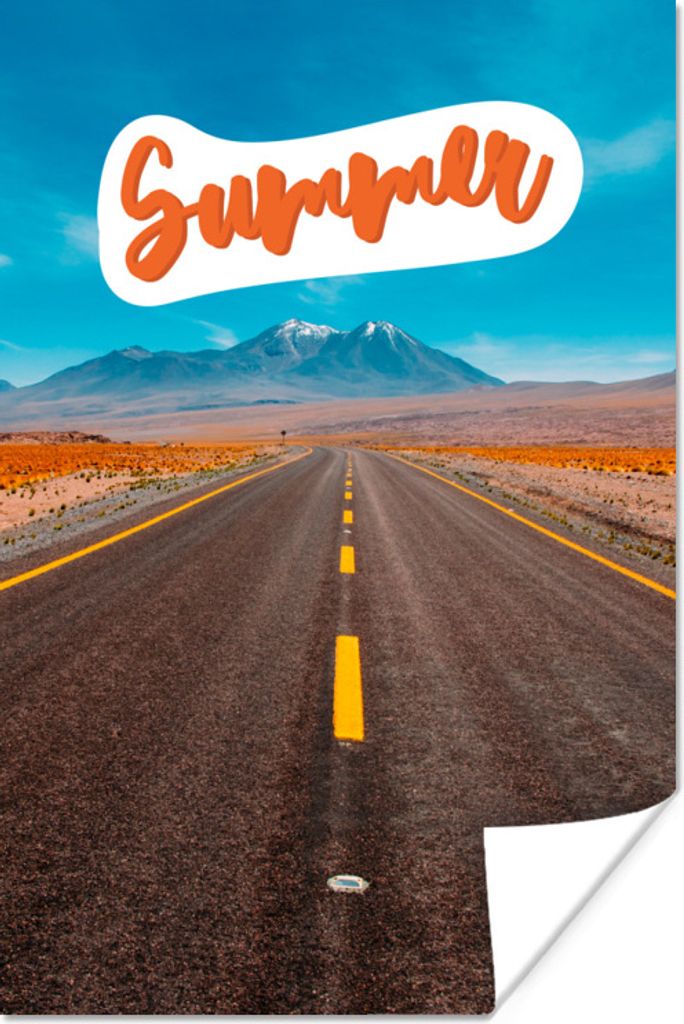 MuchoWow Poster Auto - Berge - Sommer 40x60 cm - Plakate für die Wand - Poster Babyzimmer