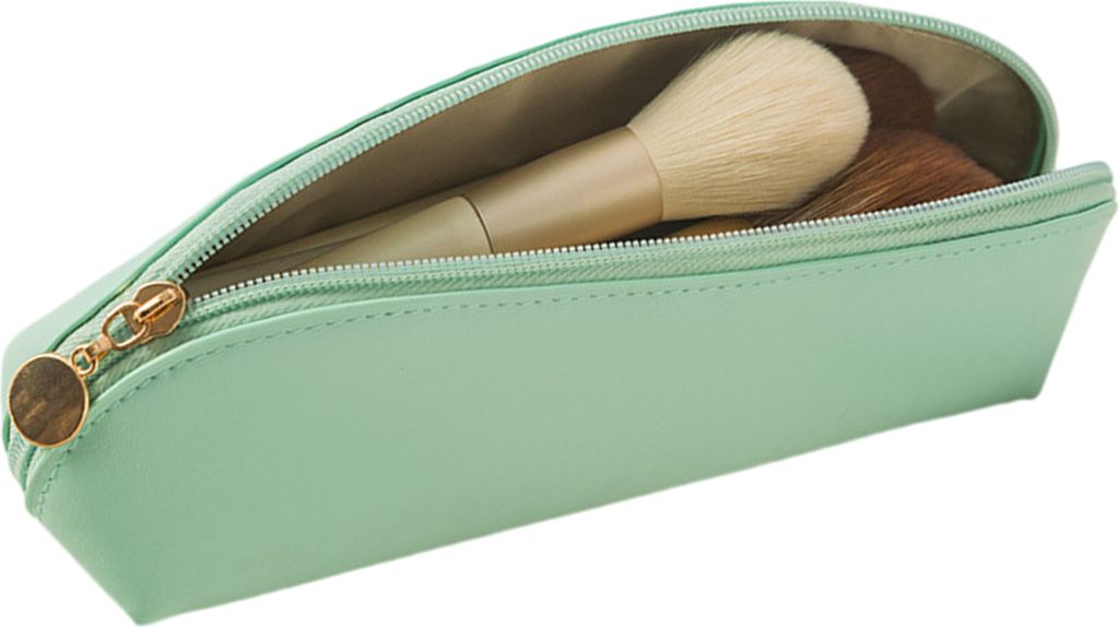 Reise-Make-up-Pinselhalter, einfarbig, Bleistift-/Schreintasche, Reißverschluss, Aufbewahrungstasche für Kosmetikpinsel aus Kunstleder, tragbarer...