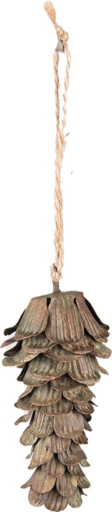 Clayre & Eef Anhänger Tannenzapfen 12 cm Grün Eisen Produktbild 