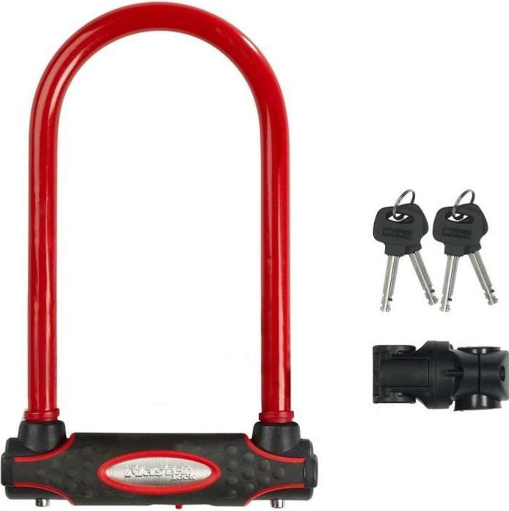 Fahrrad U-Schloss Master Lock, Gehärteter Stahl, 21 cm Bügel, 13 mm Durchmesser, Sold Secure Gold , Rot