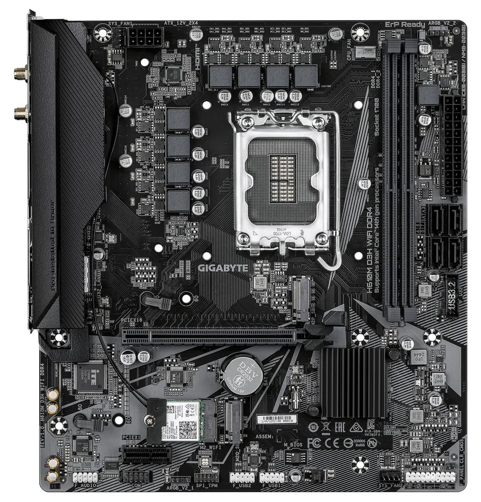 Carte mère Micro-ATX GIGABYTE H610M avec WIFI et Dual M.2 PCIe