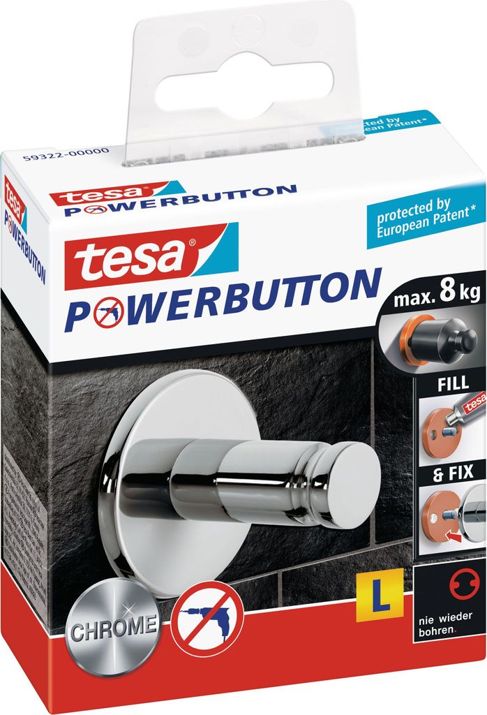 tesa Powerbutton Haken Universal large chrom