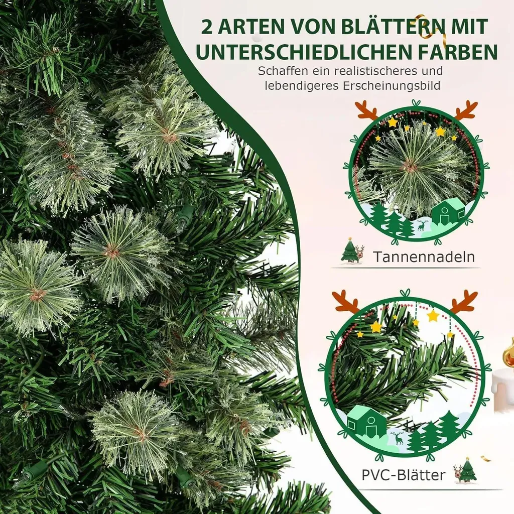Sapin de Noël artificiel mural 2,1 m avec 150 LED et 403 branches vert - 5