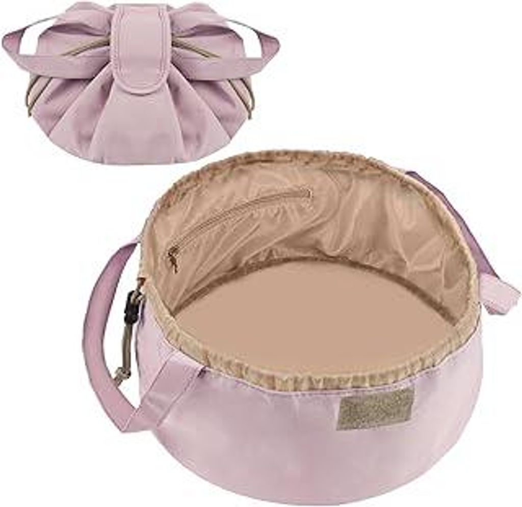 URAQT Kosmetiktasche, Groß Kapazität Make Up Tasche Mit Cord, Tragbare Reise Makeup Tasche Kleine Schminktasche Damen, One-Step Organizer Make Up...