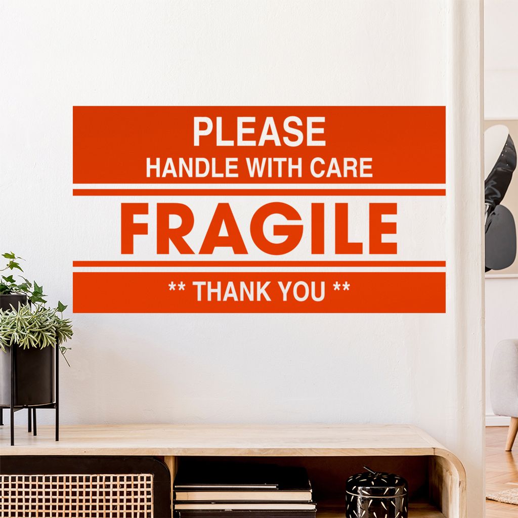 FRAGILE - please handle Wandtattoo Wandaufkleber Wall Sticker - Dekoration, Küche, Wohnzimmer, Schlafzimmer, Badezimmer