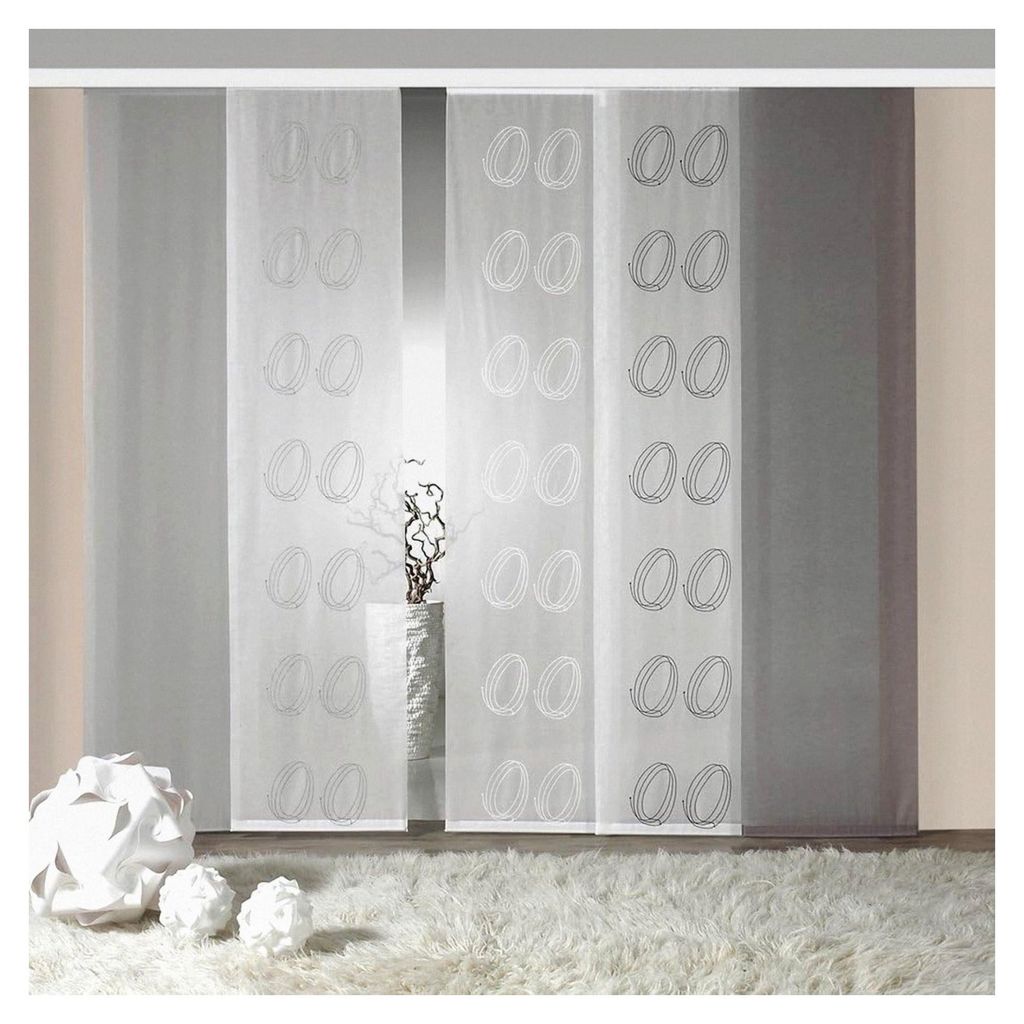 Schiebegardine mit Batist-Optik und Stickerei inkl. Zubehör HxB 245x60 cm Flächenvorhang in Naturbeige