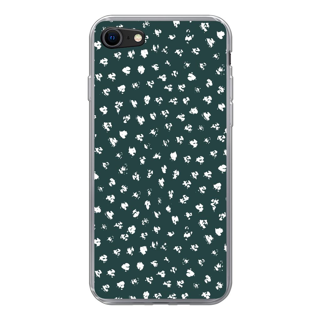 MuchoWow Handyhülle Schutzhülle Hülle für iPhone 7 Polka dots - Weiß - Grün Silikon Softcase Handy Hülle - Kartenhalter