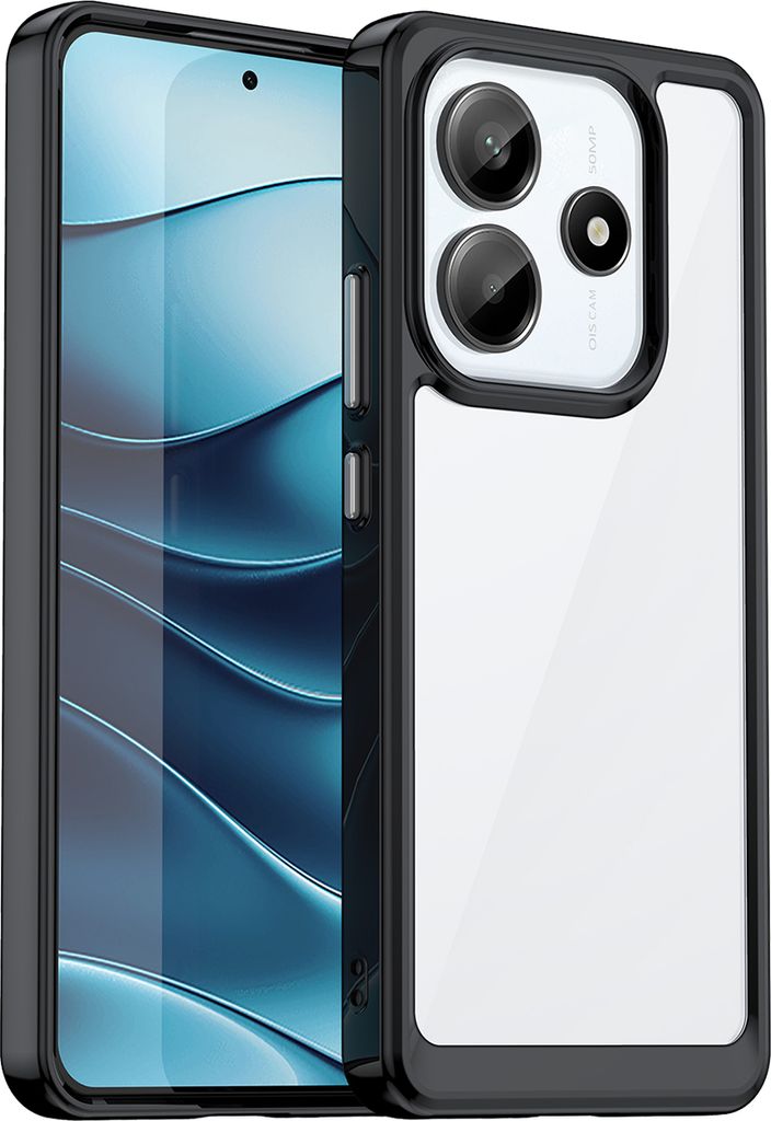 Schutzhülle für Xiaomi Redmi Note 14 4G Klar Rückseite Stoßfeste TPU Silikon Bumper Hülle Schwarz