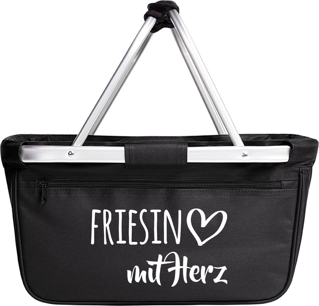 Huuraa Einkaufskorb Friesin mit Herz 20 Liter Black faltbarer Tragekorb Geschenkidee