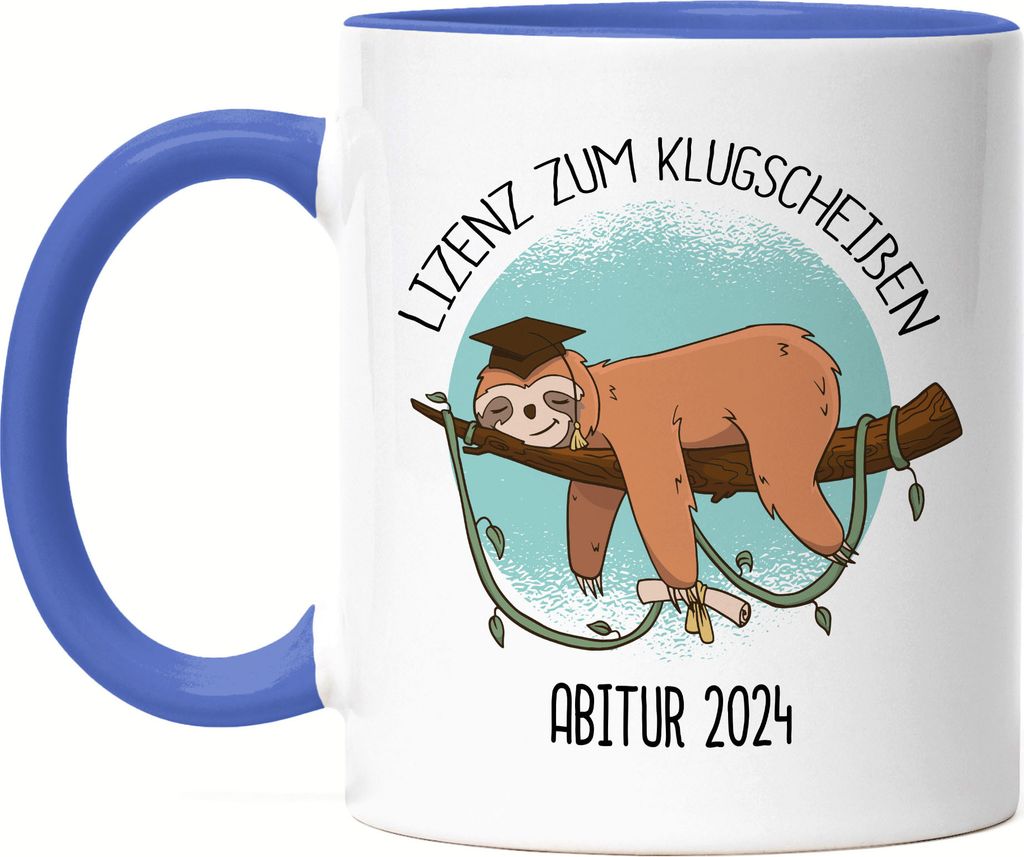 Abitur 2024 Lizenz Zum Klugscheißen Tasse Blau Faultier Schulabschluss Gymnasium