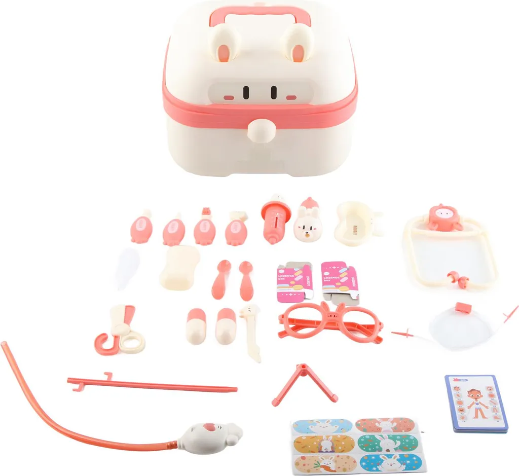 Mallette de docteur enfant rose kit dentiste jouet d'imitation 25 pièces