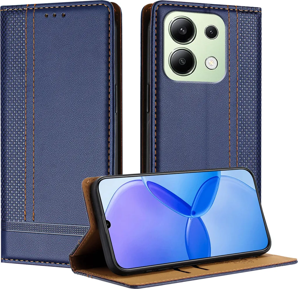 Custodia Xiaomi Redmi Note 13 4G Blu - Cover in Pelle Flip Portafoglio