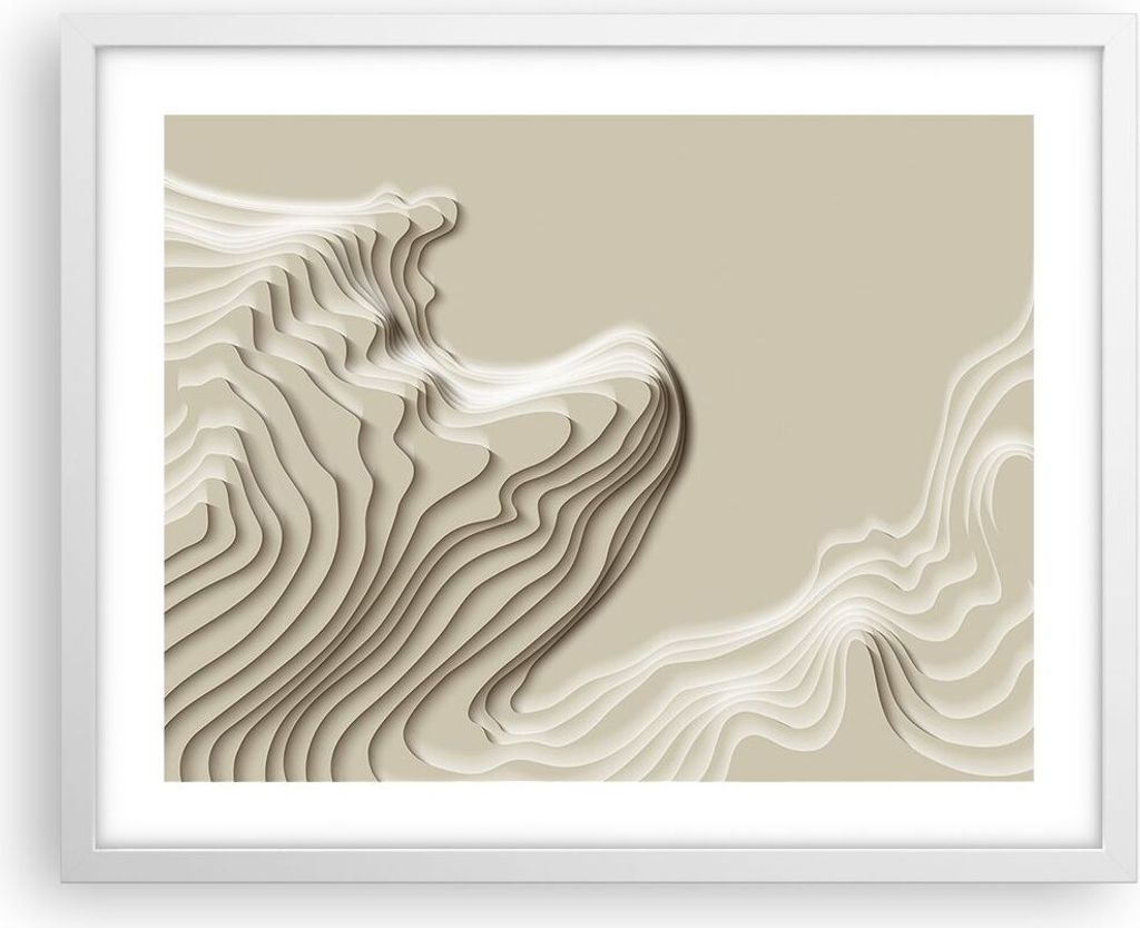 Gerahmtes Poster - Weißer Rahmen - Dreidimensional cremig strukturell - 50x40 cm - Wand Bild - Wanddeko - Wandbilder - Kunstposter - Wandposter - ...
