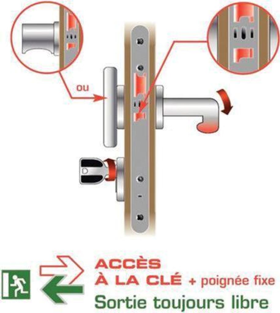Notschloss D456 VACHETTE - Achse 50 mm - lackiert mit runden Enden - 14494000