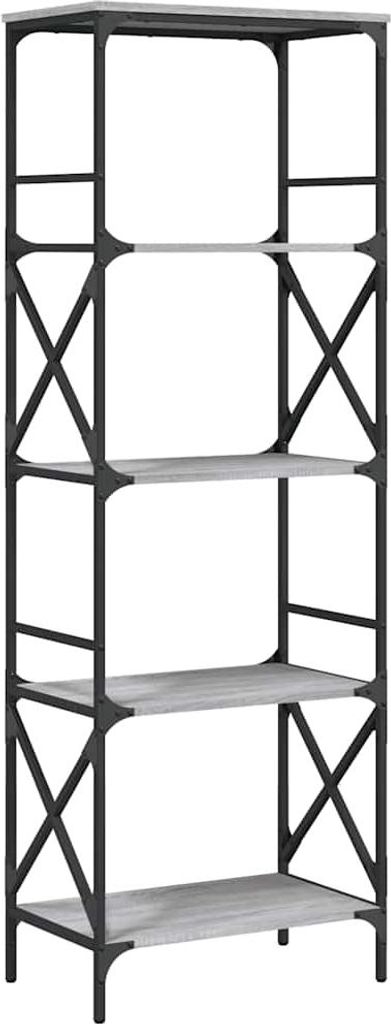 vidaXL Bücherregal 5 Böden Grau Sonoma 59x35x171 cm Holzwerkstoff