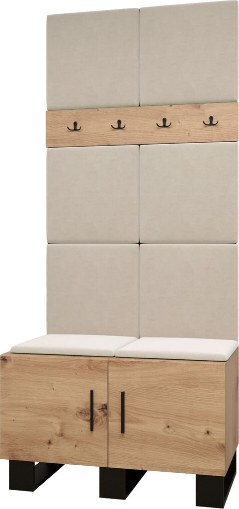 Garderobe ARTIN Set 4 mit gepolsterten Paneelen Industrial Design