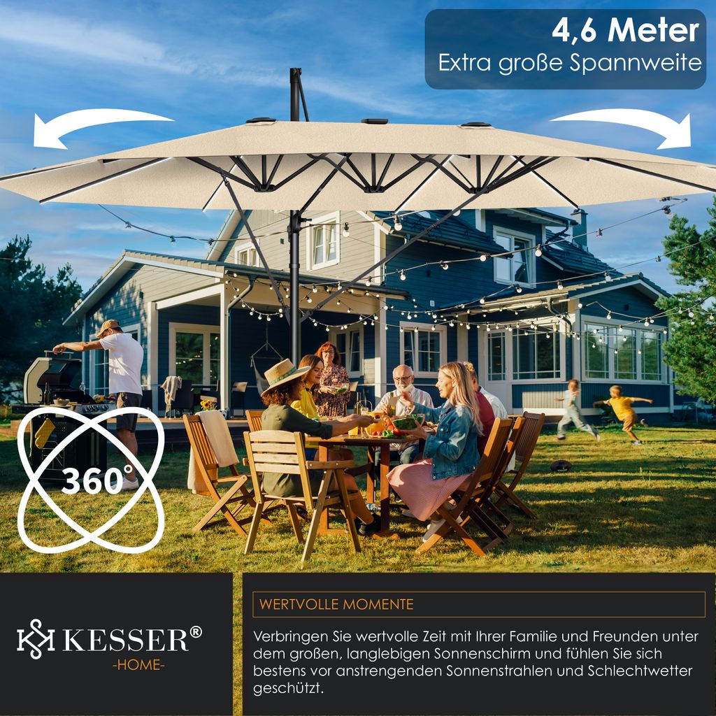 KESSER® Sonnenschirm Doppelsonnenschirm 4,6m x 2,7m | Produktbild 7