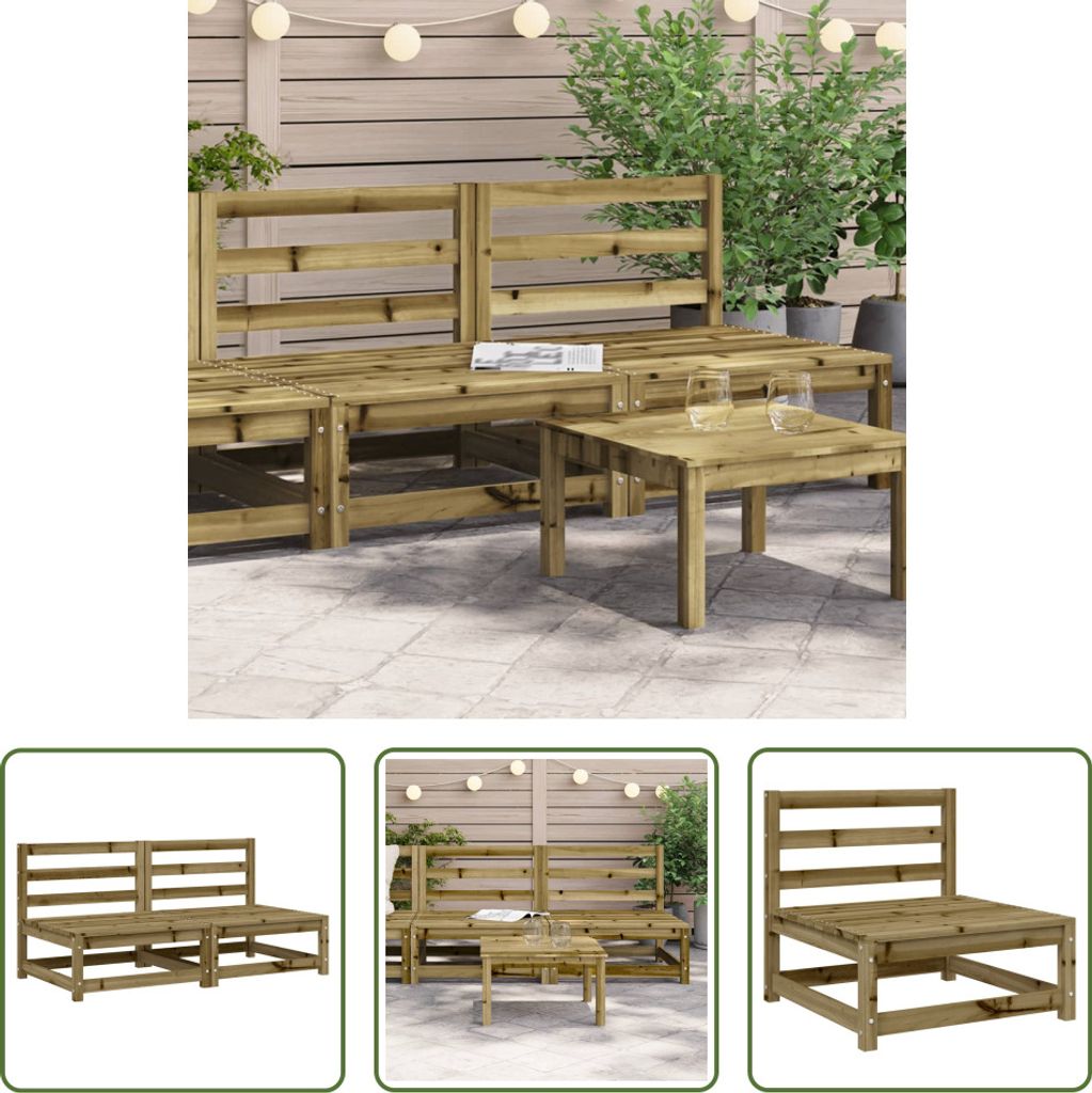 The Living Store Gartensofas ohne Armlehnen 2 Stk. 70x70x67 cm Kiefernholz