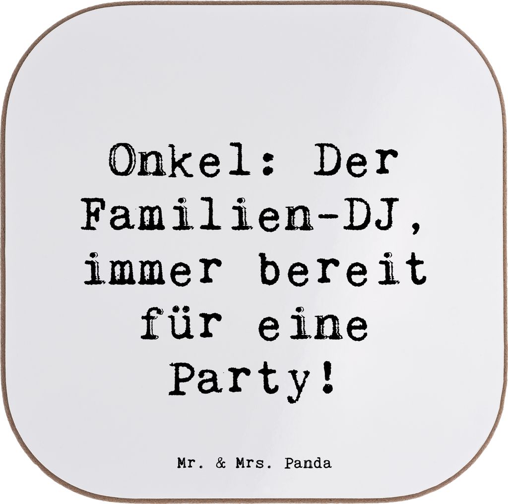 Mr. & Mrs. Panda Tischuntersetzer Spruch Onkel Familien-DJ - Weiß - Geschenk, Coaster, Familienfeier, Holzuntersetzer, Familienangehöriger, Tanz,...
