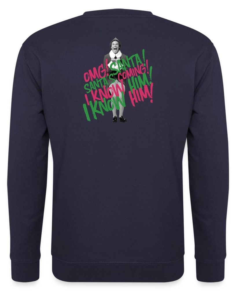 Spreadshirt Buddy Der Weihnachtself Santa’s Coming Uni Pullover, S, Navy