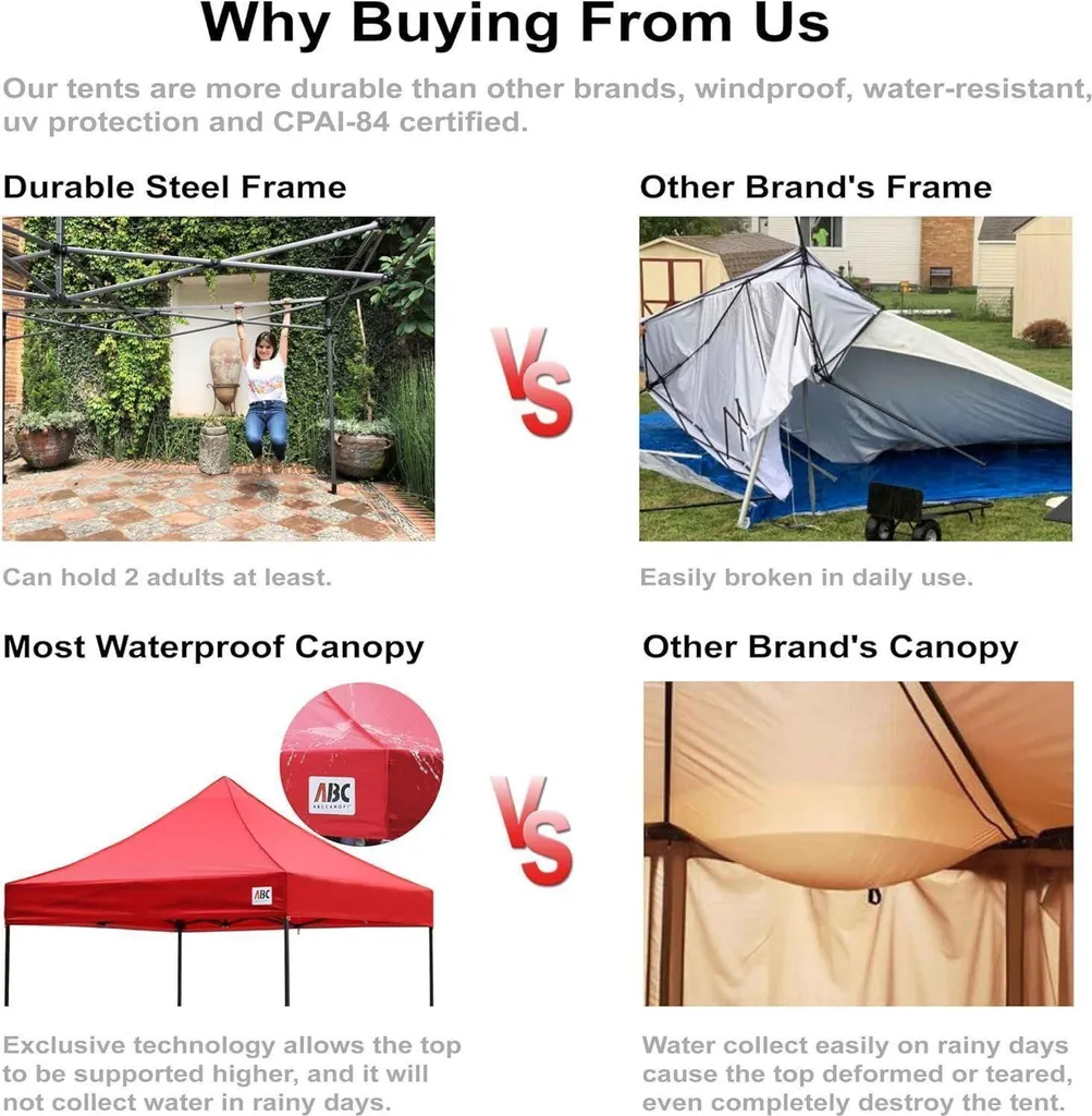 ABCCANOPY Pavillon Pop-up 3x3m en Polyester 600D Tente de Réception - 6