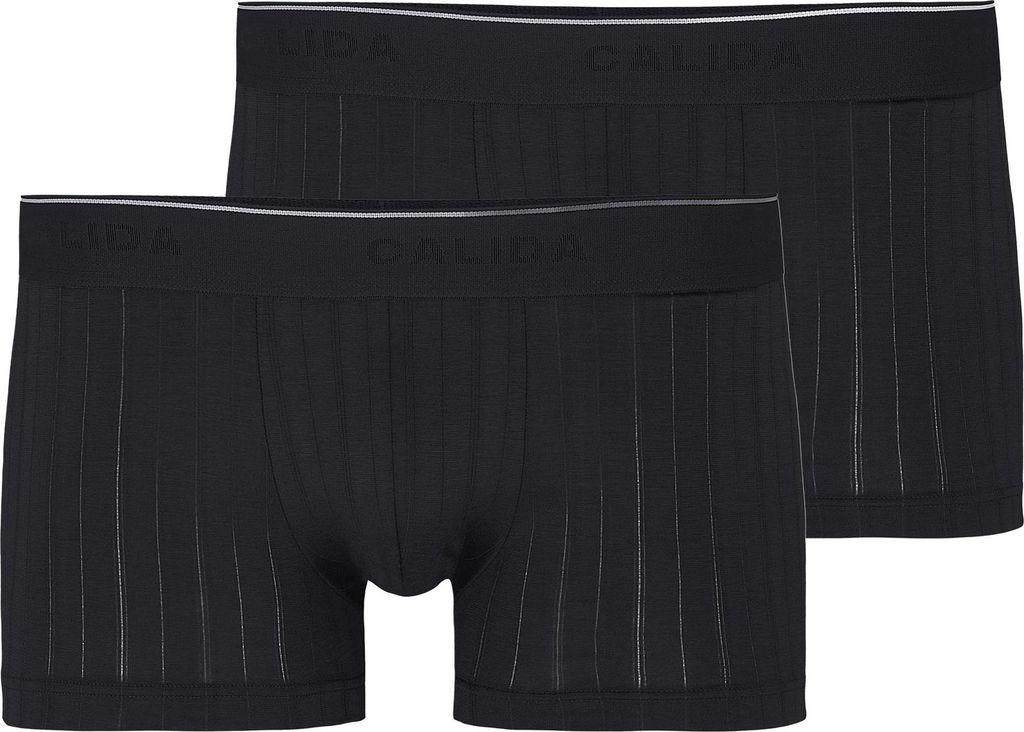 CALIDA Herren Boxershorts 2er Pack - Pure & Style, Elastikbund, einfarbig Schwarz XXL (58/60)