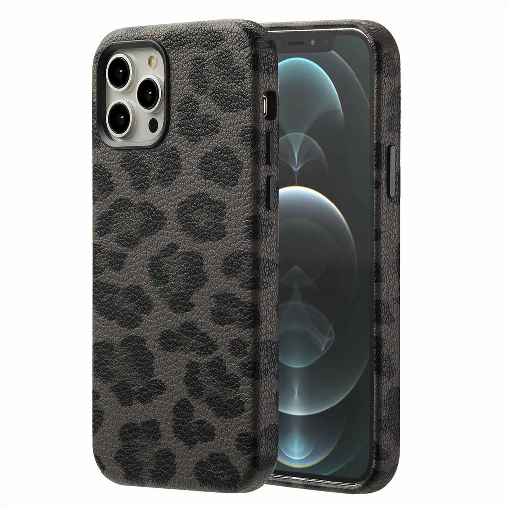 Selencia Sabi Backcover Leopardenmuster mit MagSafe iPhone 12 (Pro) - Midnight Black