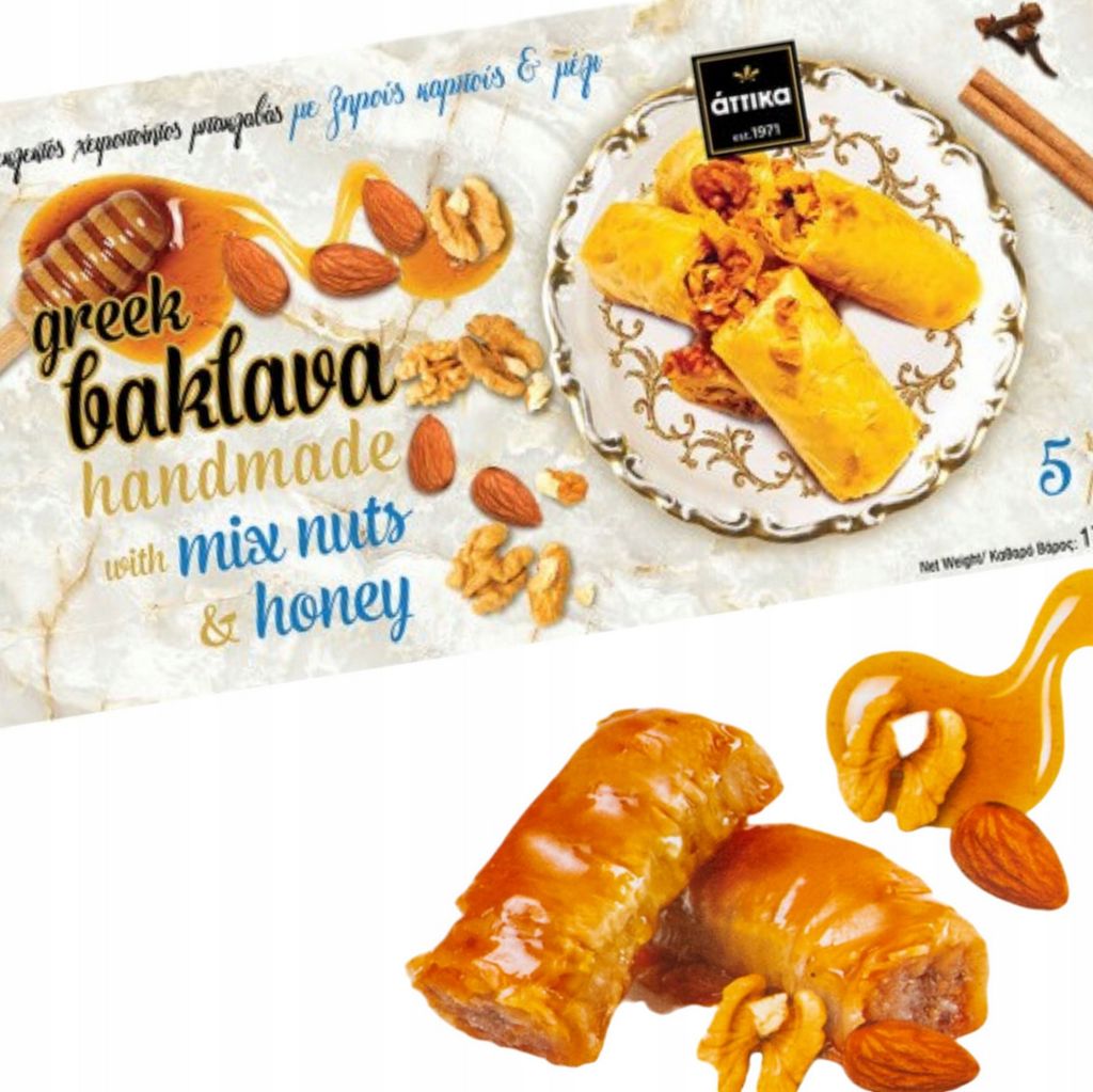 Attika Baklava mit Nüssen und Honig 175 g – Traditionelles griechisches Gebäck